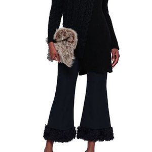 Stella McCartney Faux fur-trimmed wool flared pant